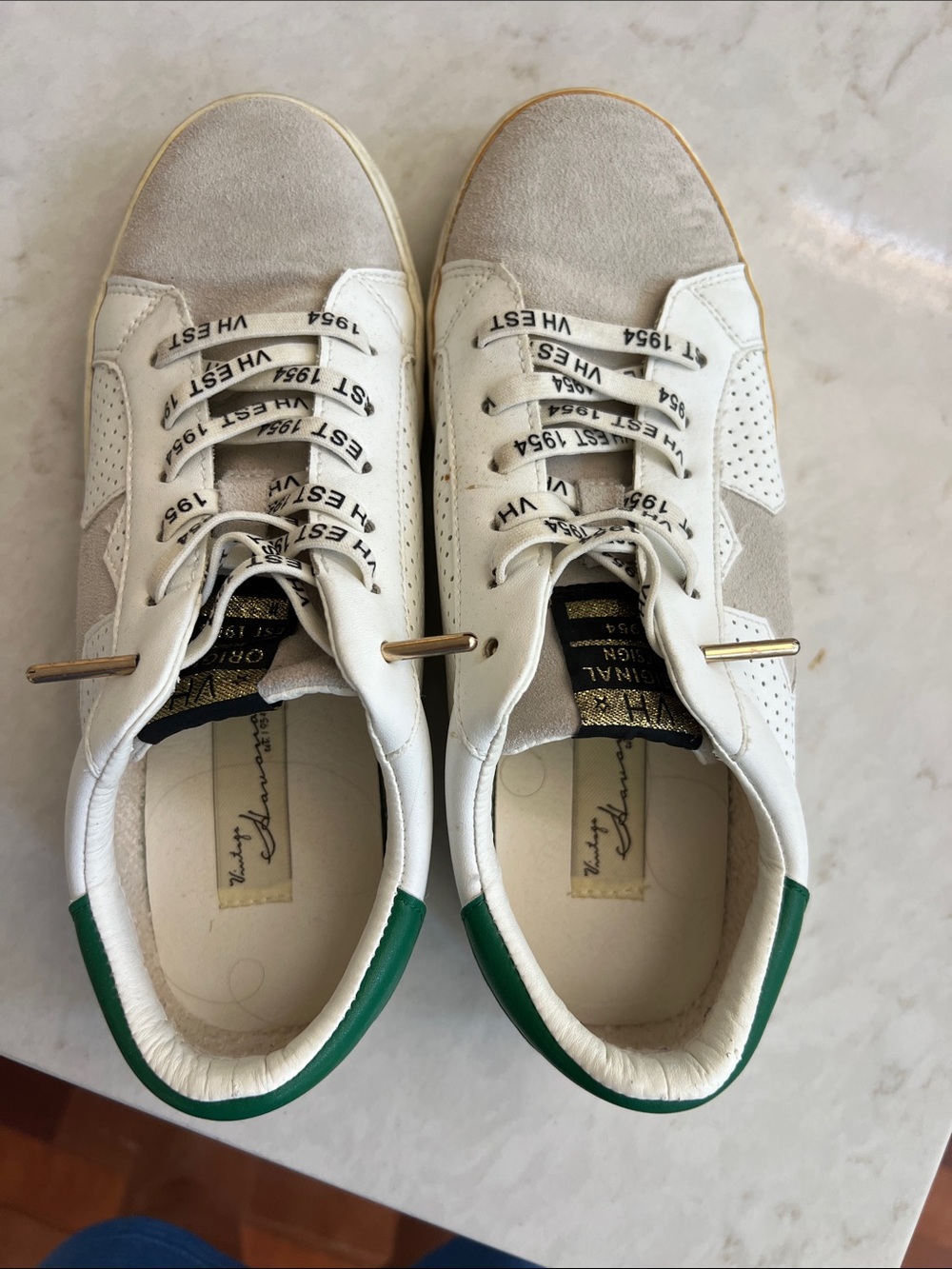 Vintage Havana White and Green Low-Top Sneakers